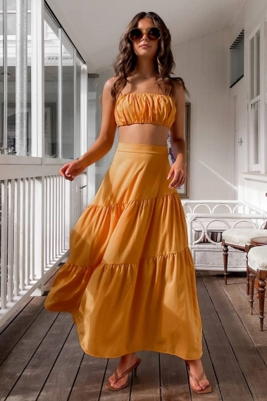 Set fusta si top de dama 6394 portocaliu