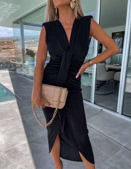 Rochie din pluș de damă H3617 neagră