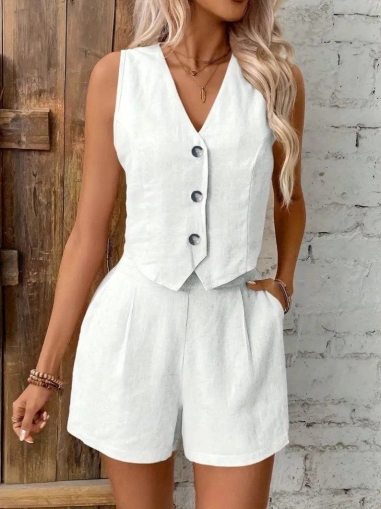 дамски комплект  къси панталони  J47028 бял