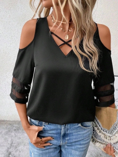 set pantaloni scurti dama cu in camasa 2510 negru