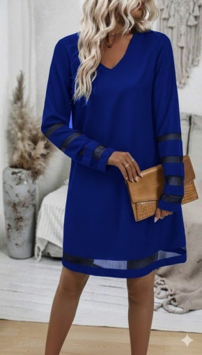 дамска рокля  тюл  райета  J61772 син