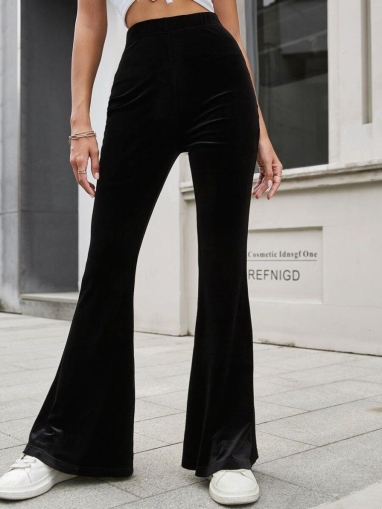 pantaloni de damă din piele ecologică cu talie înaltă J46132