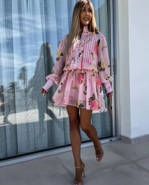 Rochie de șifon pentru femei 2388 roz