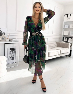 Rochie de dama din sifon cu centura 0877