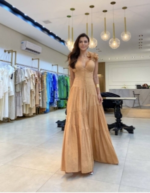 Rochie de in pentru femei T2432 maro