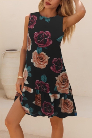 дамска рокля принт J76156 черен