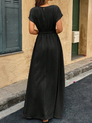 дамска рокля с колан J44040 черен