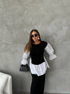 дамски компект с детайл риза M1503 черен