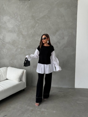 дамски компект с детайл риза M1503 черен