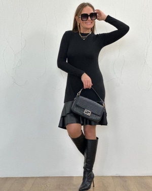 дамска рокля с еко кожа   J72175