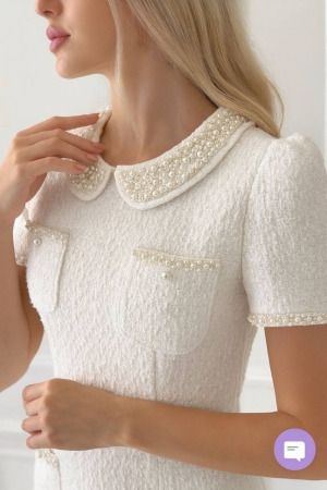 дамска рокля букле  N2784 бял