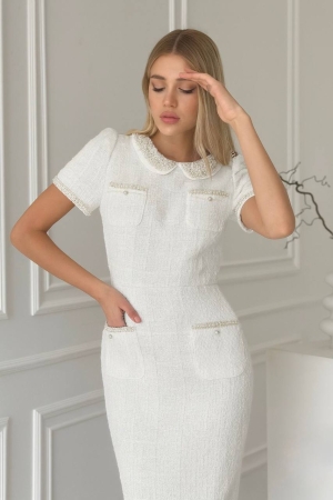 дамска рокля букле  N2784 бял