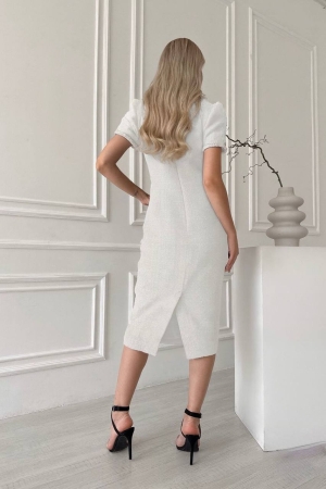дамска рокля букле  N2784 бял