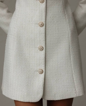 palton de cașmir pentru femei cu guler din piele N2314 bej