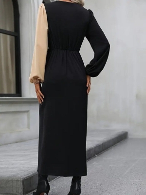 дамска рокля двуцветна кръстосана  J55211