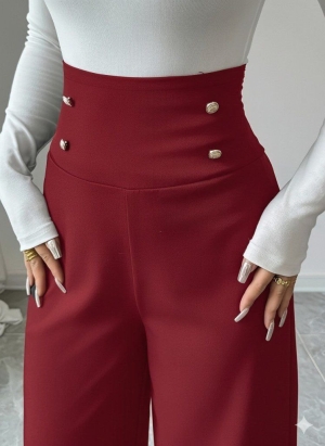 pantaloni de damă din piele ecologică cu talie înaltă J46132