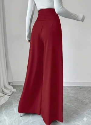 pantaloni de damă din piele ecologică cu talie înaltă J46132