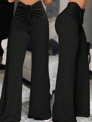 pantaloni de damă din piele ecologică cu talie înaltă J46132