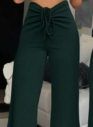 pantaloni de damă din piele ecologică cu talie înaltă J46132