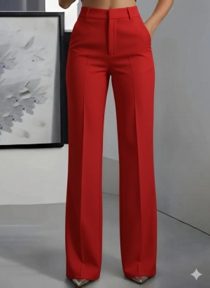 pantaloni de damă din piele ecologică cu talie înaltă J46132