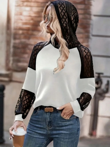 дамска блуза с  дантела  j61701 бял
