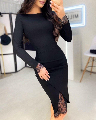 дамска рокля с дантела J76203