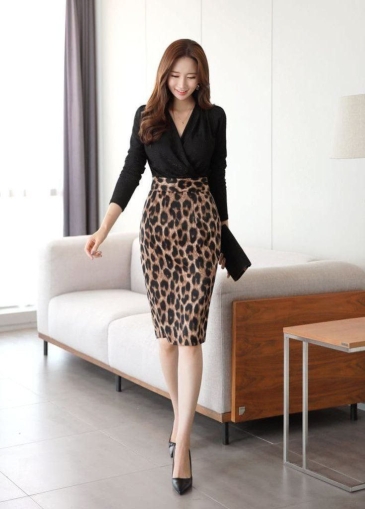 дамска рокля принт леопардов J71253