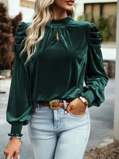 дамска блуза кадифе J55250 зелен