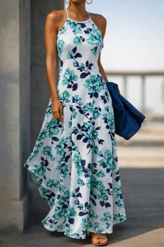 дамска рокля   и шарки J65062 зелен