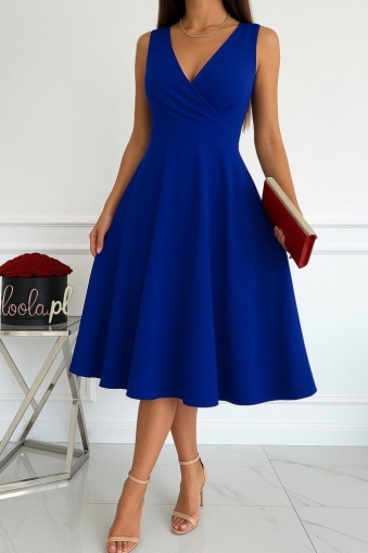 дамска рокля без ръкав  J40073 син