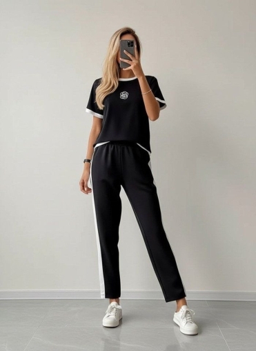set pantaloni scurti dama cu in camasa 2510 negru