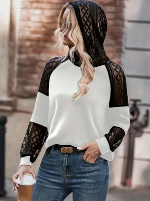 дамска блуза с  дантела  j61701 бял