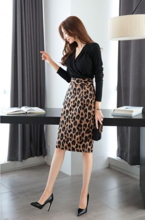 дамска рокля принт леопардов J71253