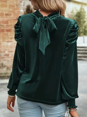 дамска блуза кадифе J55250 зелен