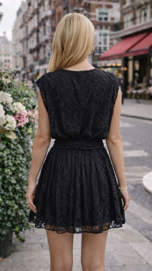 дамска рокля дантела с брошка AS7924