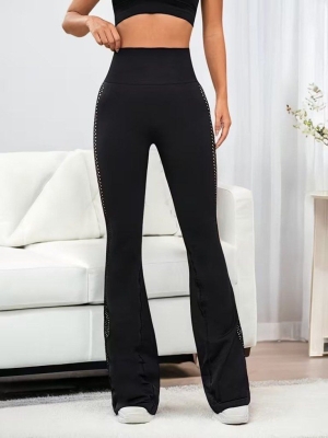 дамски панталон висока талия мрежести детайли J62326