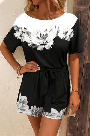 дамски гащеризон къси панталони с флорален принт  J61696