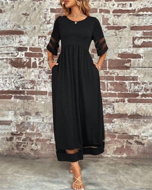 дамска рокля с детайли тюл  J61406