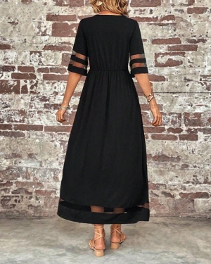 дамска рокля с детайли тюл  J61406