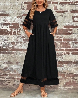 дамска рокля с детайли тюл  J61406