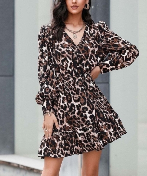дамска рокля с леопардов принт J60019