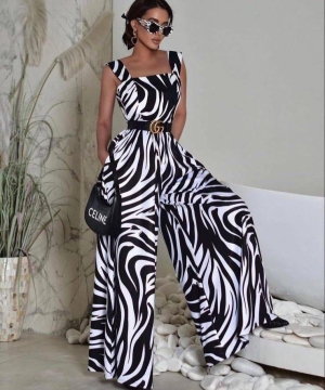 дамски гащеризон с квадратно деклоте колан шарки  J12011