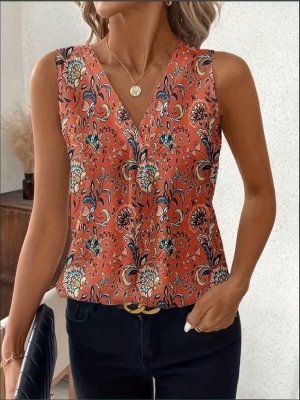 дамска блуза с Vдеклоте и шарки J62286 розов