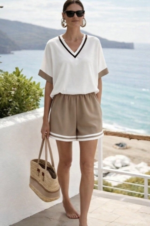 дамски компект две части с къси панталони с кантове J62285