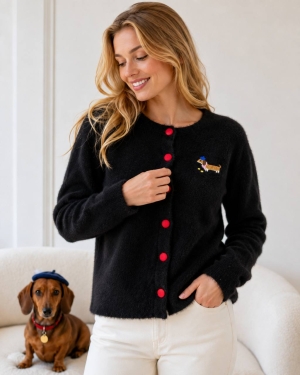 Cardigan de damă cu culori mixte și nasturi J63094 alb/roz