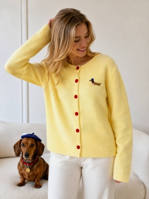 Cardigan de damă cu culori mixte și nasturi J63094 alb/roz